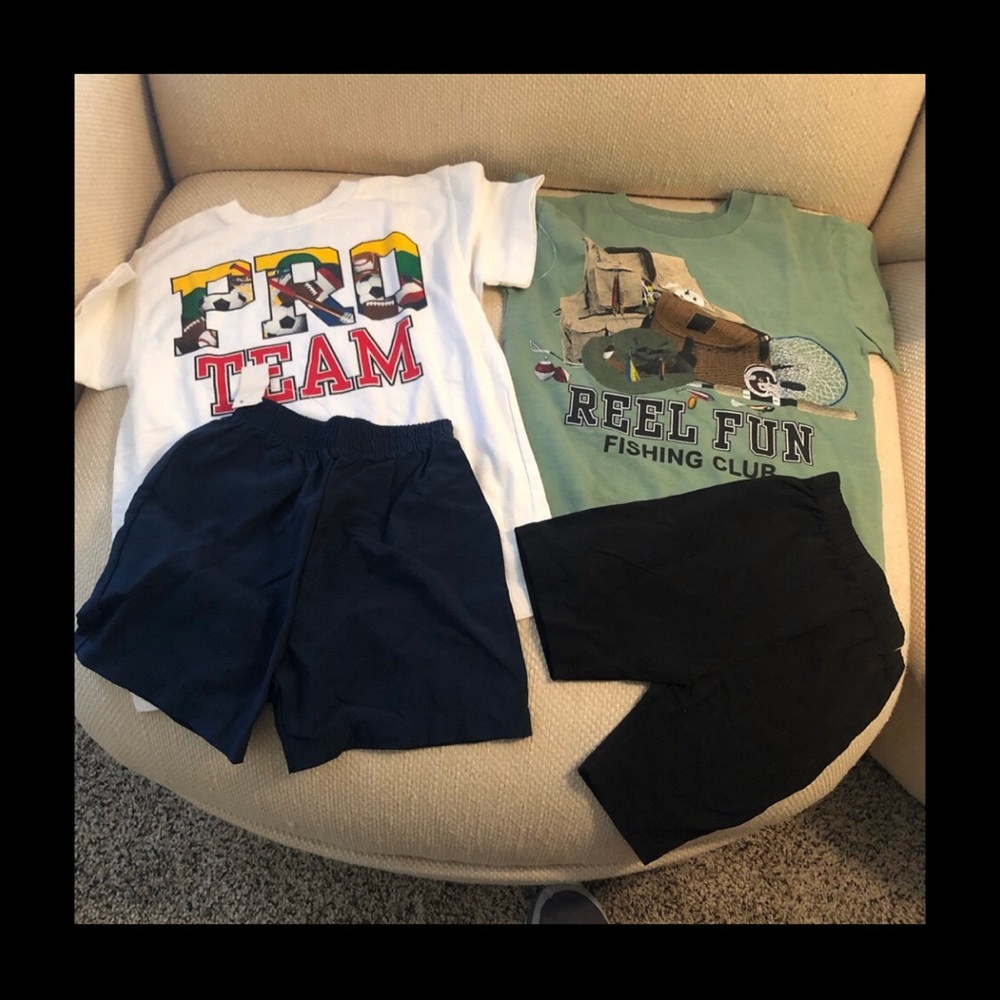 JM Originals Black/White/Khaki Print Boys 2 Sets of Short Sets